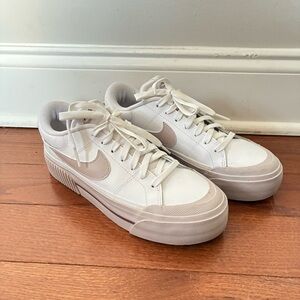 Nike Court Legacy Lift Lace Up Platform Sneakers Pink & White Women’s 8 39